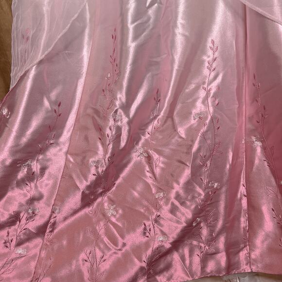 Morgan and Co. Vintage Y2K Strapless Ombre Maxi Dress Floral Embroidered Pink - Picture 7 of 12